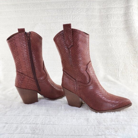 Tan Brown Western Cowgirl Cow Boy Ankle Boots Slayer - Picture 10 of 11